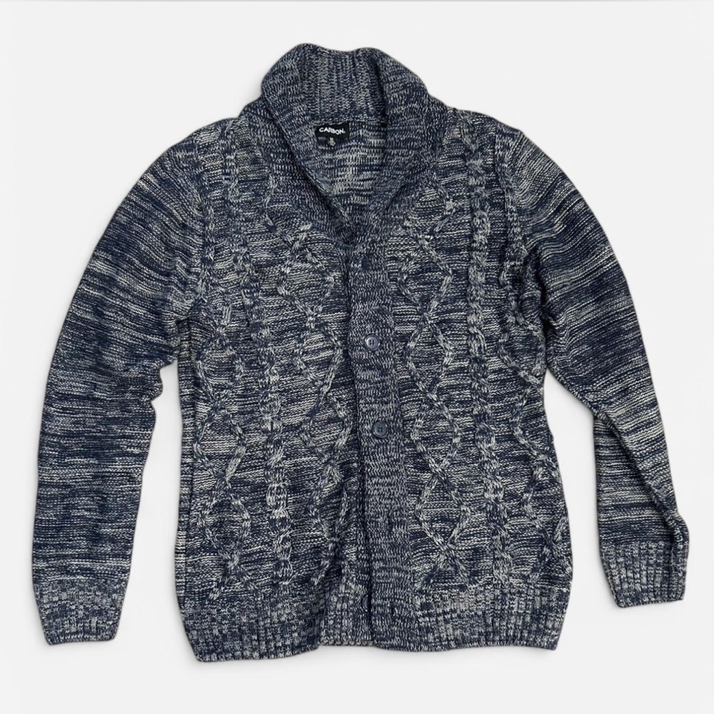Carbon Blue Cotton Blend Cardigan Men's XL